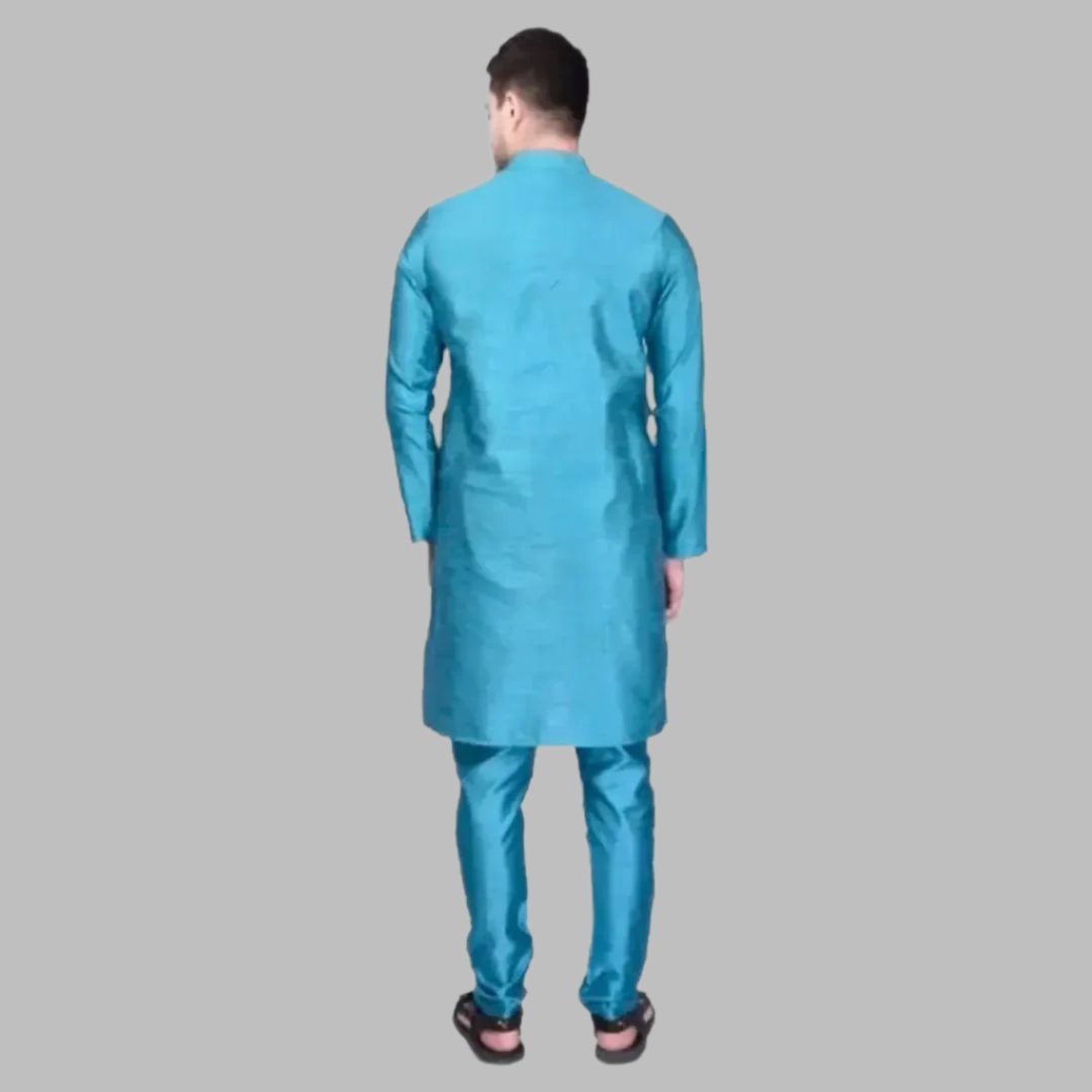 Stylish Silk Kurta & Bottom Set for Men
Size: M, L, XL, XXL
 Color:  White
 Fabric:  Silk
 Type:  Kurta Sets
 Style:  Solid
 Design Type:  Kurta & Bottom Sets
This stylish silk kurta and bottom set for men combines comfort and elegance. Made from high-quality silk, it offers a luxurious feel and drapes effortlessly on the body. The intricate design and vibrant colors make it a perfect choice for any occasion. Upgrade your traditional wardrobe with